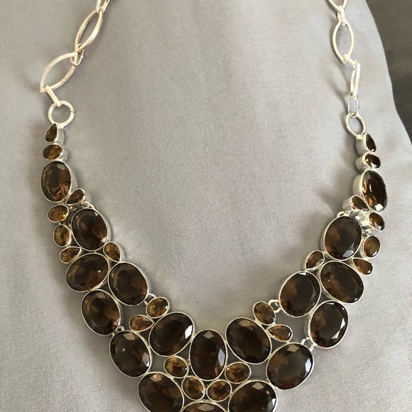 Jewelry - Silver Smoky Quartz Statement Necklace